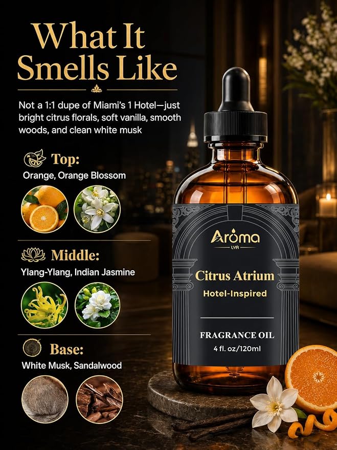 Hotel Collection Diffuser Oil - Citrus Atrium | Hotel-Inspired Miami Citrus Scent With a Rich Aroma and Long-Lasting Scent