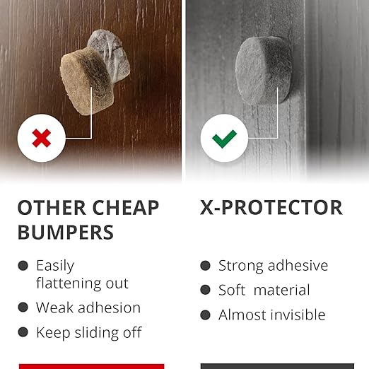 Cabinet Door Bumpers X-Protector 100 PCS – Small Felt Pads 3/8” – Ideal Grey Felt Bumpers – Self-Adhesive Thick Felt Dots – Bumper Pads to Protect Glass & Other Surfaces!