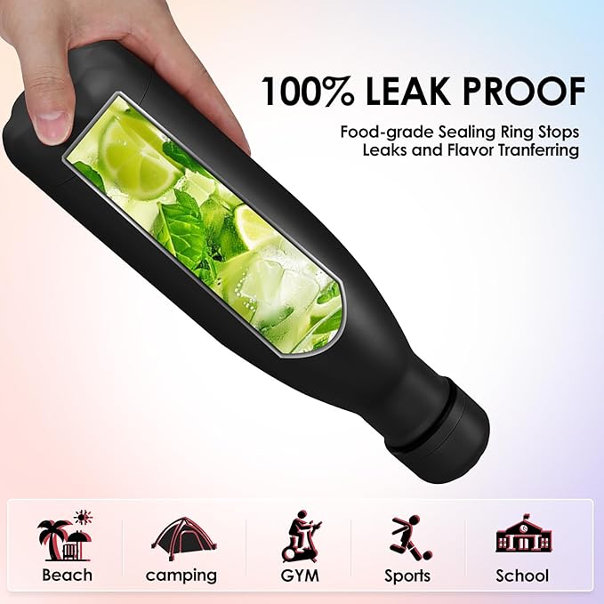 17oz Cola-Bottle Shaped Stainless Steel Leak-proof Water Bottle,Double Wall Vacuum Insulated Metal,Travel Mug For Sports Indoors & Outdoors,BPA-Free Kids Flasks,Assorted(4 Pack)