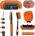 Buyplus 18FT Reach Car Wash Brush with Long Handle - Car Cleaning Kit with 3-12FT Extension Pole, Wheel Brush, Microfiber Cleaning Mop, Mitt, Window Squeegee for RV Truck SUV Boat Solar Pane Washing