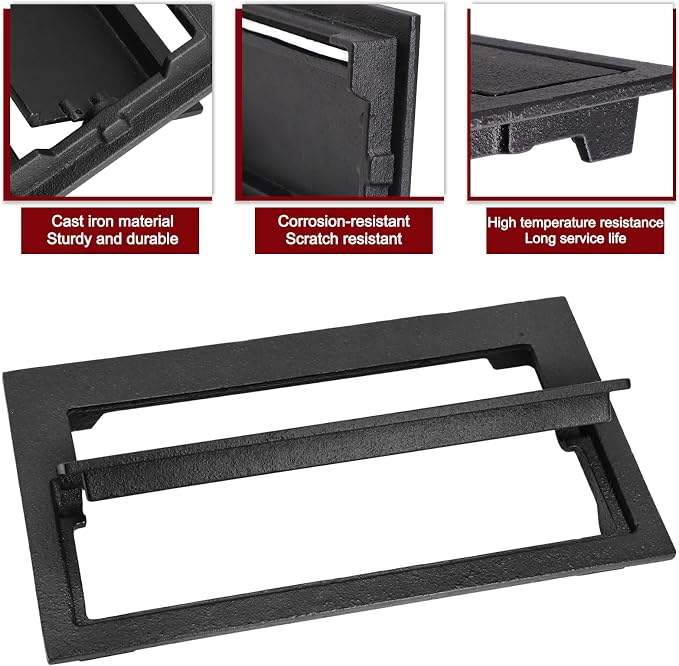 Hiorucet Cast Iron Fireplace Ash Dump Door Chimney Cleanout Door, Chimney Cleanout Cover, Ash Dump Cover, Fireplace Cleanout Cover Used to Isolate Ashes for Easy Cleanup of Debris, 4 1/2 by 8 5/8 Inch