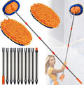 Wall Cleaner, Max 13 Ft+ Wall Mop with Long Handle, Ceiling Dust Mop with 15° Labor-Saving Elbow Extension Pole, Baseboard Duster Washer Scrubber, High Reach Window Cleaning Brush, Roof Cleaning Tool