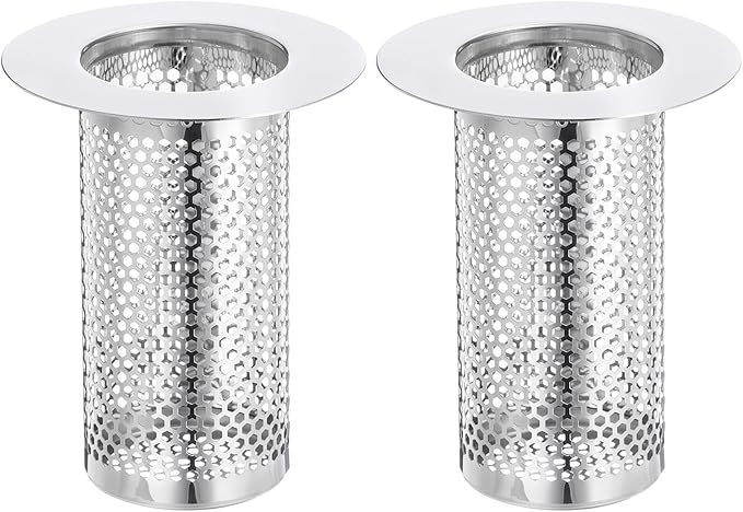 uxcell 3 Pack Shower Drain Strainer, 3.1" x 2" Stainless Steel Floor Drain Strainer Deep Sink Hair Catcher for Kitchen Bathroom Balcony Floor Drain, Fit Hole Size from 1.18" to 1.97"
