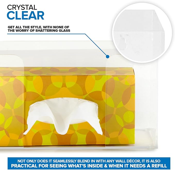 Stock Your Home Single Acrylic Gloves Dispenser (2 Pack) Tissue Box Shelf, Glove Holder Wall Mount, For Kitchen, Cleaning Closet, Lab, Exam, Office