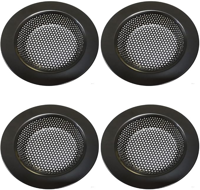 Drain Hair Catcher,Drain Stoper,Shower Drain Cover for Bathtub, Kitchen Sink Strainer, Stainless Steel Bathroom Sink, Drain Stopper with (4 PCS,Black,2.1 in)