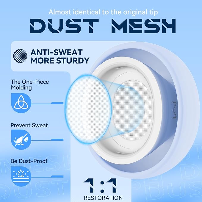 Inesore 4 Pairs Replacement Ear Tips for AirPods Pro 2nd/1st (Light Blue) | with Noise Reduction Hole & Built-in dust Guard Screen,Silicone,with Portable Storage Box & Cleaner Pen,4 Size (XS/S/M/L)