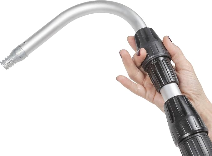 Guttermaster Pro Telescopic Water Fed Pole with Curved End, Extends 16 Feet | Reach up to 24 feet, standard garden hose connector, no special attachments needed