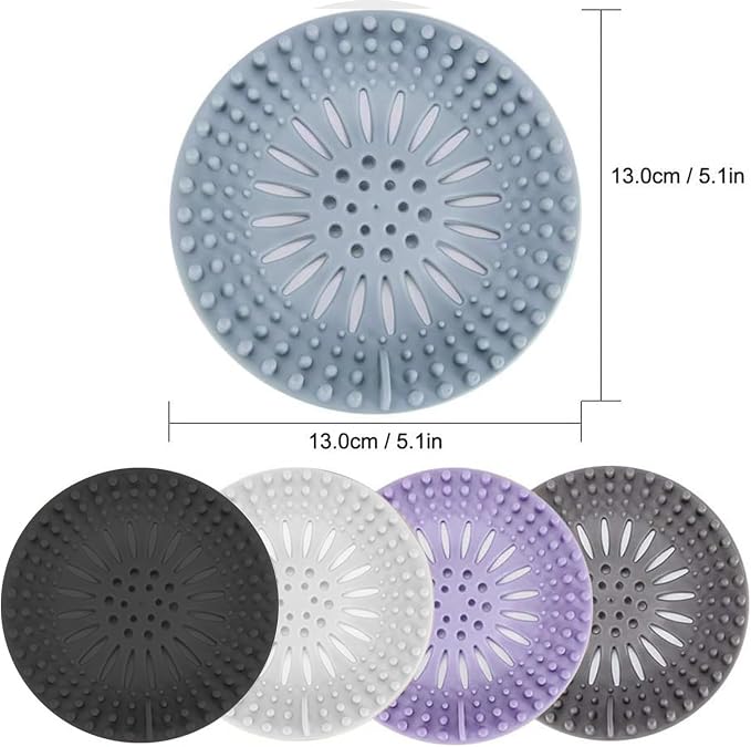 Gotega 5 Pack Bathroom Sink Drain Strainers, Hair Catcher for Shower | Shower drain covers protector, flexible TPR material, light-colored, hair trap garbage disposal parts, easy to clean