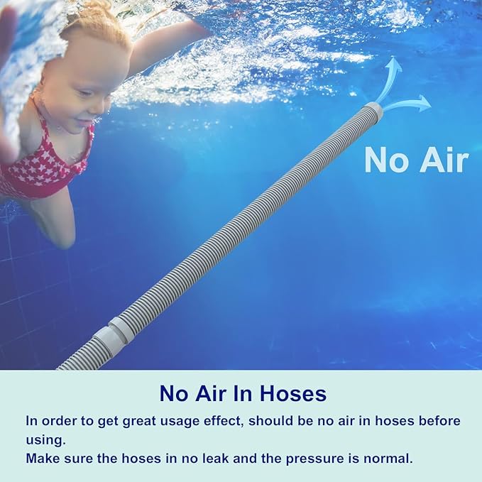 Poolvio Pool Vacuum Hose 40 Feet (12 x 40 Inch), 1.5 Inch Cuffs, Compatible with Most Inground Pool Automatic Cleaners, Gray