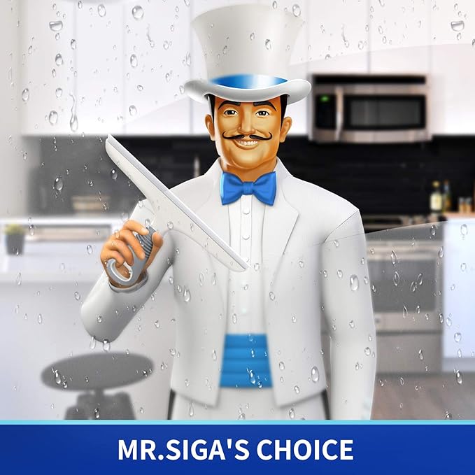 MR.SIGA Multi-Purpose Silicon Squeegee for Window, Glass, Shower Door, Car Windshield, Heavy Duty Window Scrubber, Includes Suction Hook, 10 inch, White & Gray, 2 Pack