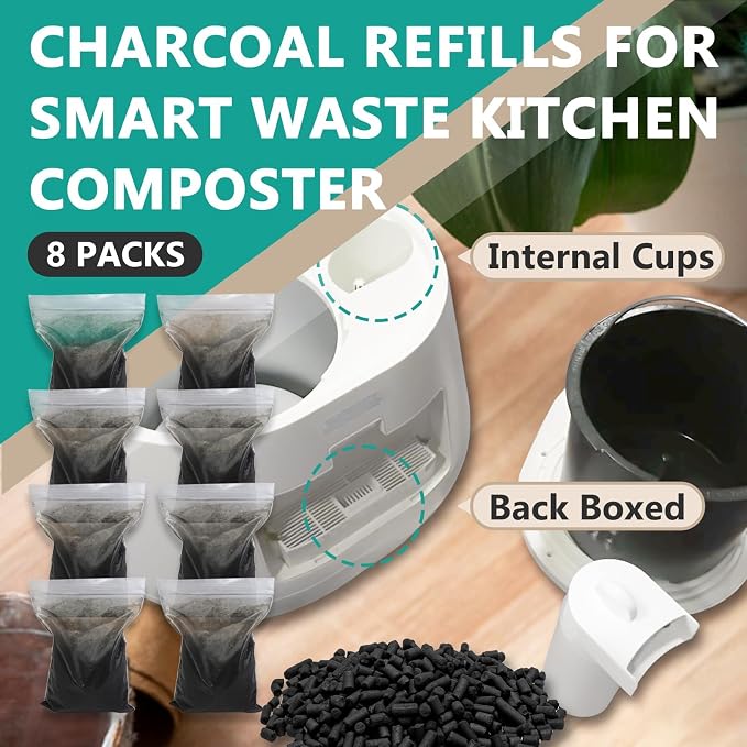 4 Pounds (8-Pack) Filter Refills Compatible with Lomi Smart Waste Composter | Odor Absorbing, Easy to Replace, Long-lasting, Premium Materials