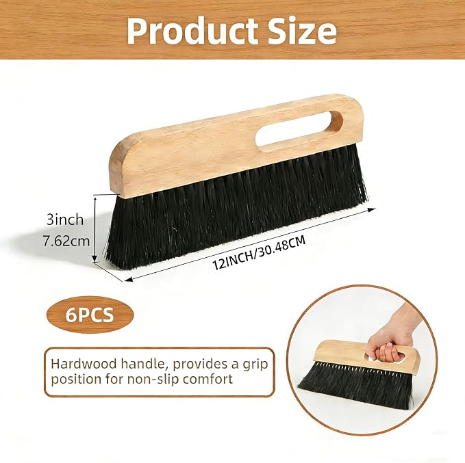 6 Pcs Concrete Trowel with Comfort Wood Handle, Wallpaper Brush Trowel for Concrete Texturing in Curbs Gutters Hard to Reach Areas, Multi-Use Wall Texturing & Wallpaper Smoothing Tool