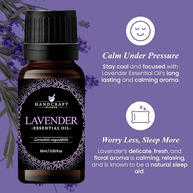 Handcraft Blends Lavender Essential Oil – 0.33 Fl Oz – 100% Pure and Natural – Premium Grade Essential Oil for Diffuser and Aromatherapy, Skin, Massage, Candle and Soap Making Fragrance