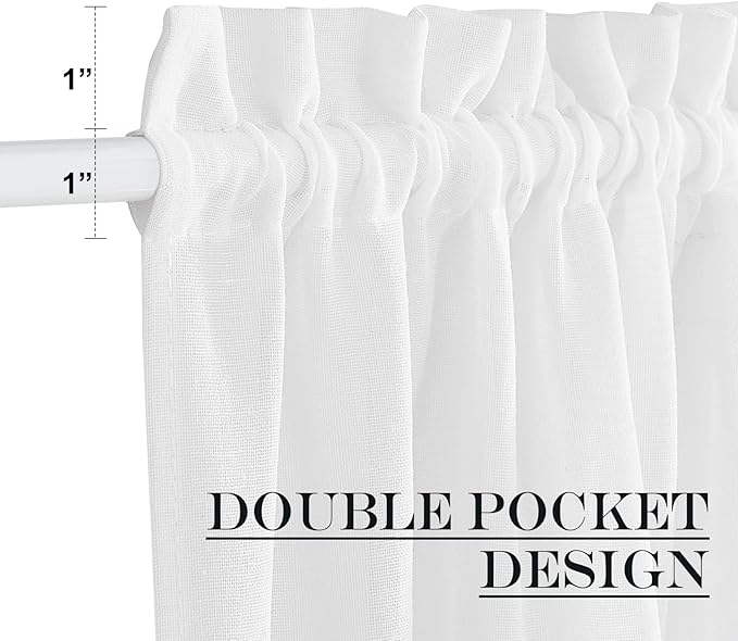 NICETOWN French Door Curtain for Small Window, Side Window Front Curtains, Rod Pocket Sidelight Kitchen Sheer Door Shade with Tieback, 1 Panel, White, 26W X 72L