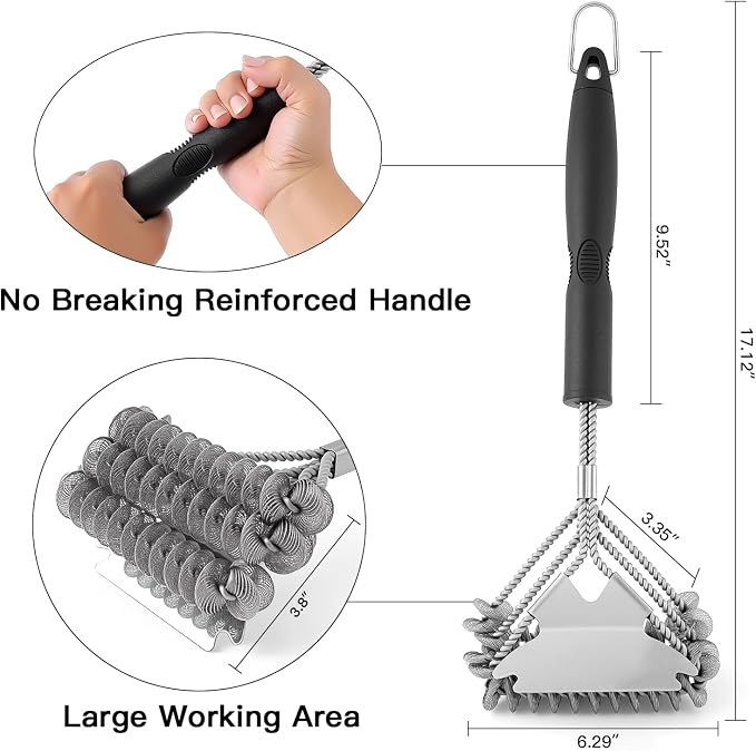 Grill Brush and Scraper Bristle Free Safe BBQ Brush for Grill Stainless Grill Grate Cleaner Safe Grill Accessories for Porcelain/Weber Gas/Charcoal Grill Gifts for Grill Wizard/Men/Dad