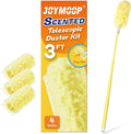 JOYMOOP Scented Telescopic Duster kit, 3FT Extendable Handle (Yellow) + 4 Yellow Refills for Swiffer Feather Duster,Easy Cleaning for Ceilings, Ceiling Fans, Blinds, Vents & Shelves