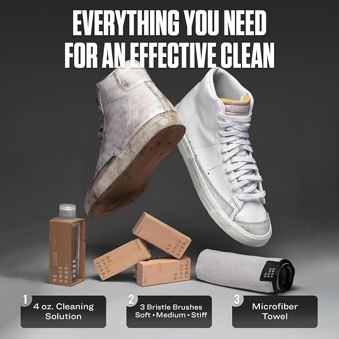 RESHOEVN8R Shoe Cleaner Kit - Sneakers, Mesh, Canvas, Suede, Knit, Leather | Cleaning kit solution for sneakers, mesh, canvas, suede, knit & leather shoes, complete cleaning set for every material