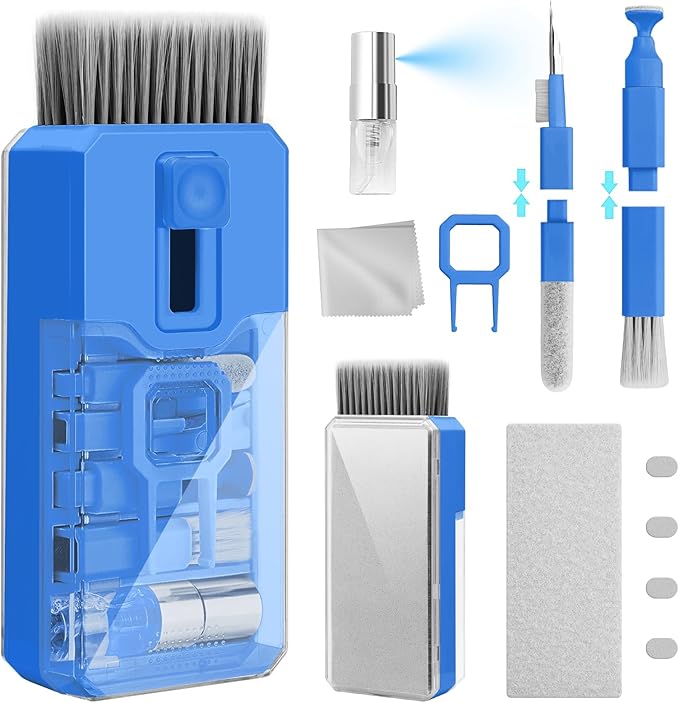 Keyboard Cleaner & Laptop Cleaning Kit, All-in-1 for Computer PC, SkyBlue | Electronics Deep Cleaning Reusable Brush Tool, Screen-Safe Spray, for iPhone iPad Macbook Airpod Camera, Gaming Accessories