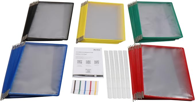 Djois 114049 – Pack of 50 Pivot Pivot Pockets A4 Portrait – Tarifold Professional Presentation System – Soft PVC, Durable, Anti-Glare, Steel Frame – Various Colours
