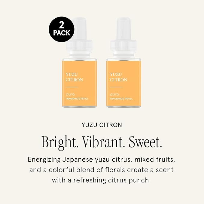 Pura Smart Home Scent Refill - Long-Lasting Premium Fragrance per Refill - Clean Diffuser Fragrance for Home, Office & Apartment - 2 Pack, Yuzu Citron