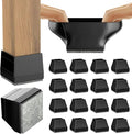 CHWM Square Chair Leg Protectors for Hardwood, 16Pcs Silicone Chair Legs Caps to Prevent Floor from Scratches and Reduce Noise, Easy to Move,(1.5 Inch Black).