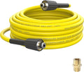 PVC Pressure Washer Hose 25 FT x 1/4", Kink Resistant Power Washer Hose, High Pressure Water Hose Extension Replacement for Home Use with M22-14mm Brass Fittings, 3300 PSI, Yellow