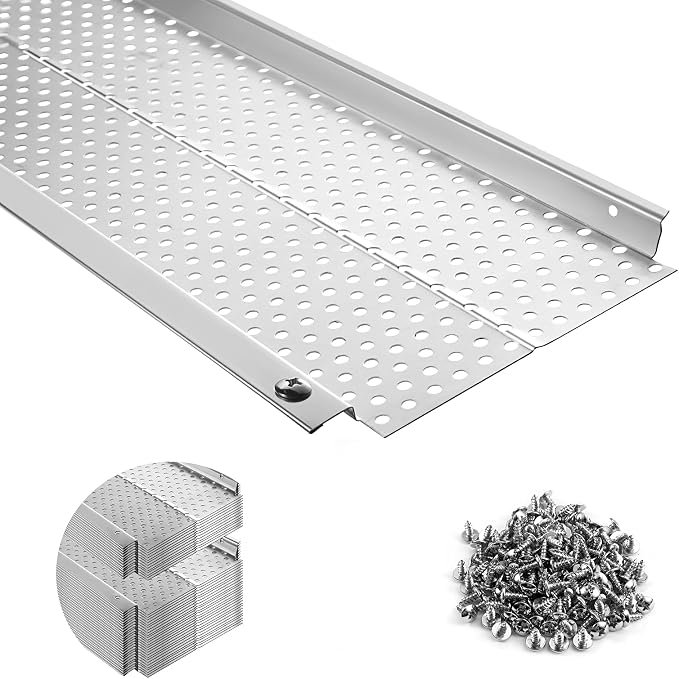 5 inch Gutter Guard, 39 Pack,156ft, Aluminum Mesh Leaf Guards, DIY Leaf Filter Gutter Protection Cover, Raptor Gutter Guard Cleaning Tools for Downspout, Roof, with Screws