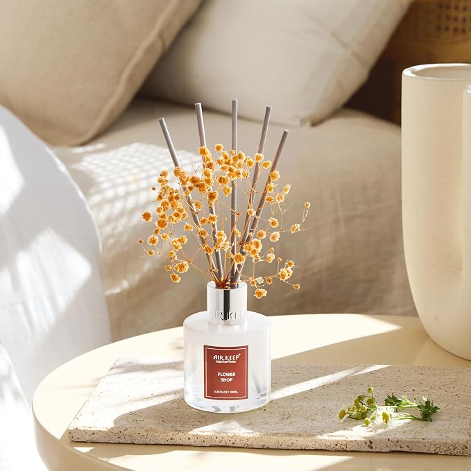 Reed Diffuser Set,3.38 fl oz (100 ml) - Flower Shop Oil Diffusers with 8 Reed Sticks, Home Fragrance Reed Diffuser for Bathroom Shelf Decor