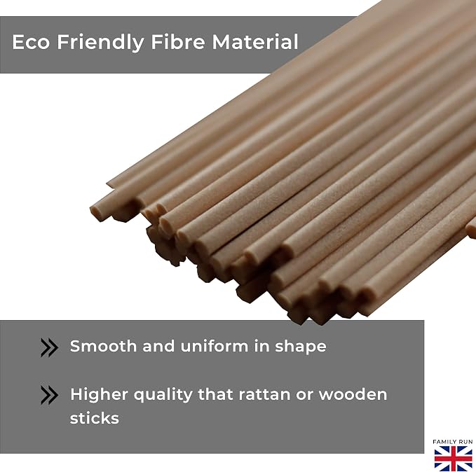 Ziffs Home® 120pcs Natural Fibre Reed Diffuser Sticks - 25.4cm/10in x 4mm/0.16in - Thick Reeds Sticks - Fibre Reeds for Diffusers