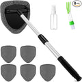 Potchen 8pcs Car Windshield Cleaner Tool with Extendable Handle, Grey | with Microfiber Towel Pads, Brush, Empty Spray Bottle, Car Window Cleaner for Auto Glass Wiper Suvs Rvs & Home Windows