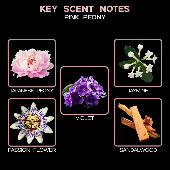 Reed Diffuser Set - Pink Peony Scented Diffuser with Sticks | Home Fragrance Reed Diffuser for Bedroom, Bathroom Shelf Décor, with Real Florals in the Bottle - Made in the USA