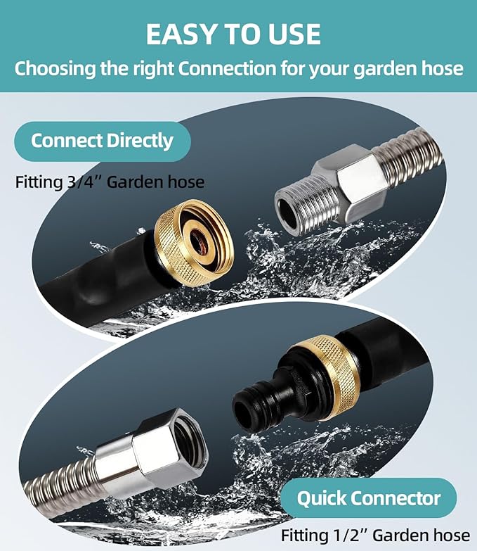Jet Nozzle High Pressure Hose Nozzle, 18” Hydro Jet Water Hose Nozzle for Garden Hose with 3 Different Nozzles & Hose Quick Connectors, Power Washer Wand for Cleaning Patio, Car, Pet, Window, Black