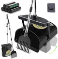 UPSKY Dog Pooper Scooper Swivel Bin & Rake Kit with 100 Waste Bags, 33.4" Stainless Steel Long Handle Heavy Duty Pet Poop Shovel for Large Medium Small Dogs, Odor-Proof Lid for Yard/Lawn/Outdoor Use