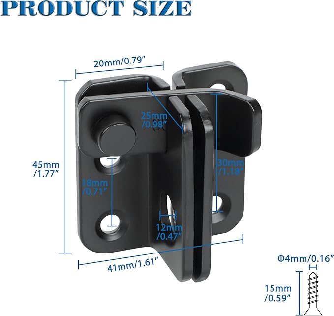 Alise Flip Latch,Gate Latches Slide Bolt Latch Safety Door Lock Catch for Barn Cabinet Pet Cage Fence Bathroom Garage Window,Heavy Duty SUS304 Stainless Steel Gate Hardware Locks,Matte Black,MS5007-B