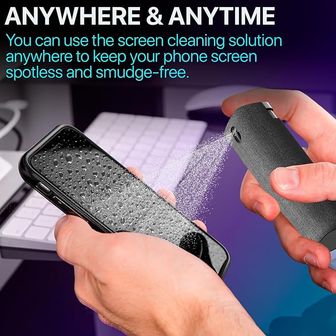 Screen Cleaner Spray (16oz + mini Cleaner) – Best Large Cleaning Kit for | LCD LED OLED TV, Smartphone, iPad, Laptop, Touchscreen, Computer Monitor, Electronic Devices, Microfiber Cloth and 2 Nozzles