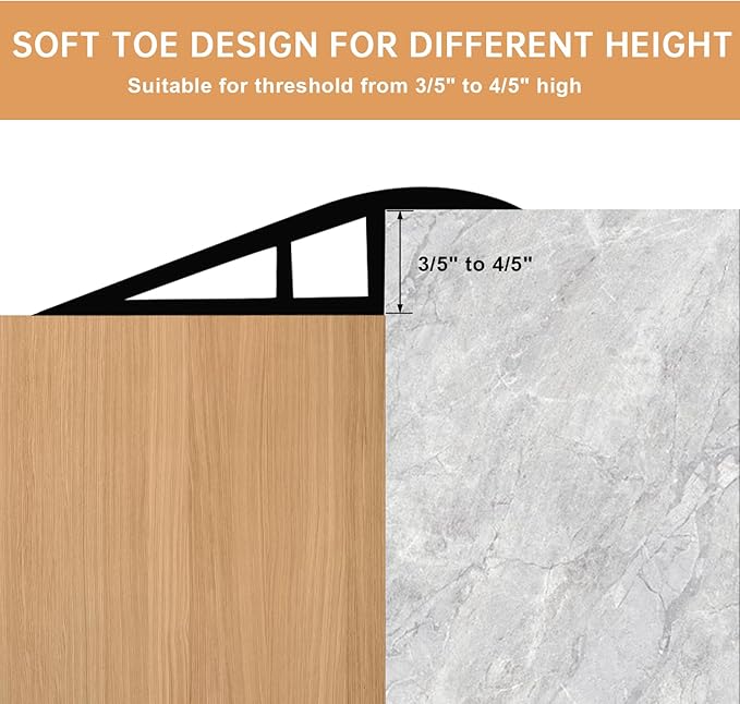 Vinyl Door Threshold Flooring Transition Strip Self Adhesive Carpet Edging Strip for Laminate Doorway Edge Threshold from 3/5" to 4/5" (Light Brown Wood Grain, 6.6 Ft)