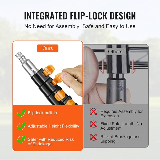 VEVOR Telescopic Extension Pole, 7-30 FT Multi-Purpose Extension Pole, Sturdy Aluminum Alloy Paint Extendable Pole with Flip-Lock Design, Telescopic Pole for Painting, Dusting and Cleaning | For Painting, Dusting, Cleaning, Flip-Lock Design, Flexible L...