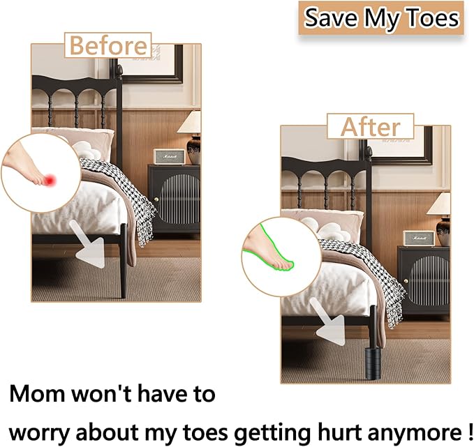 4 Pcs Bed Frame Toe Protectors, Non-Adhesive Bed Frame Leg Covers for Toe Savers, Toe Cushion for Any Furniture Leg - Prevents Toe Injuries from Hitting Hard Furniture Legs