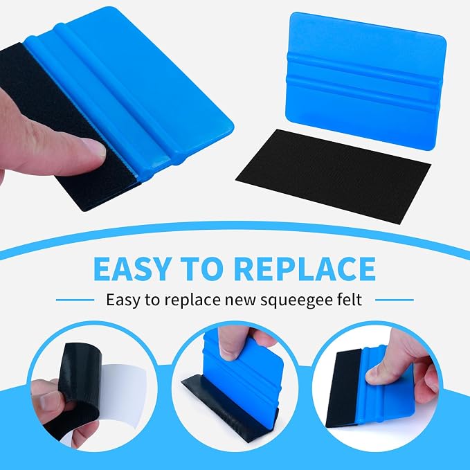 Arayker 20 Pack Vinyl Wrap Squeegee 4 Inch / 6 Inch Felt Edge Squeegee | Window Film Tint Tool Decal Applicator Scraper Tool Wallpaper Smoothing Tool with 20 PCS Black Fabric Felt