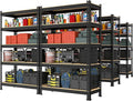 PrimeZone Storage Shelves 5 Tier Adjustable Garage Storage Shelving, Heavy Duty Metal Storage Utility Rack Shelf Unit for Warehouse Pantry Closet Kitchen, 28" x 12" x 59", Black, 6 Packs