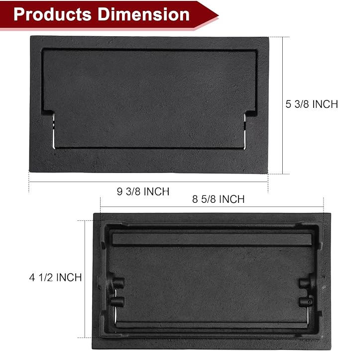 Hiorucet Cast Iron Fireplace Ash Dump Door Chimney Cleanout Door, Chimney Cleanout Cover, Ash Dump Cover, Fireplace Cleanout Cover Used to Isolate Ashes for Easy Cleanup of Debris, 4 1/2 by 8 5/8 Inch