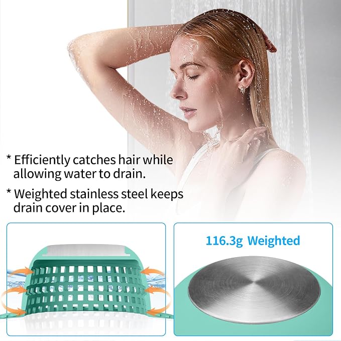 Aluvor Shower Drain Hair Catcher Bathtub Drain Cover Sink Drain Protector | Bathroom Sink & Bathtub Drain Strainer for Pop-Up & Regular Drains, Silver Aqua