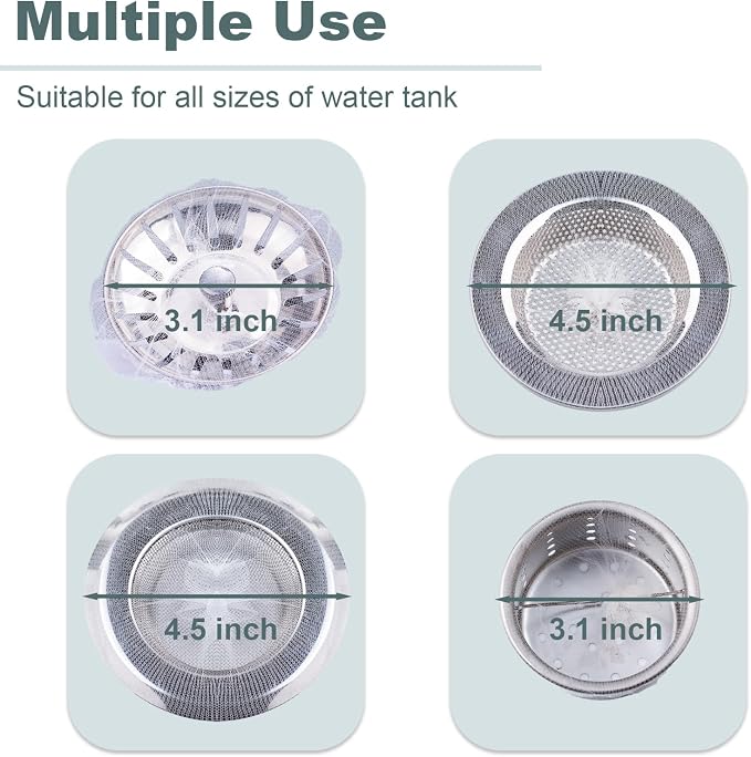 400 Pack Disposable Drain Covers, Disposable Sourdough Mesh Sink Strainer Pouches, Drain Catcher Mesh Cover Nets One Use Sourdough for Kitchen Sink, Kitchen and Bathroom Strainer Pouches
