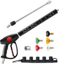 M MINGLE Swivel Pressure Washer Gun with Extension Wand, 3/8" Quick Connect | 4000 PSI High Pressure Spray Gun with 5 Nozzle Tips, 40 Inch, for Car/Patio/Driveway Cleaning