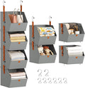 Homsorout Hanging Closet Organizer 4 Tier - Clothes Hanging Shelves, Space-Saving Closet System, Fabric Storage Bins Bedroom Organization, Collapsible Baskets for Home, Dorm, Rv, Grey