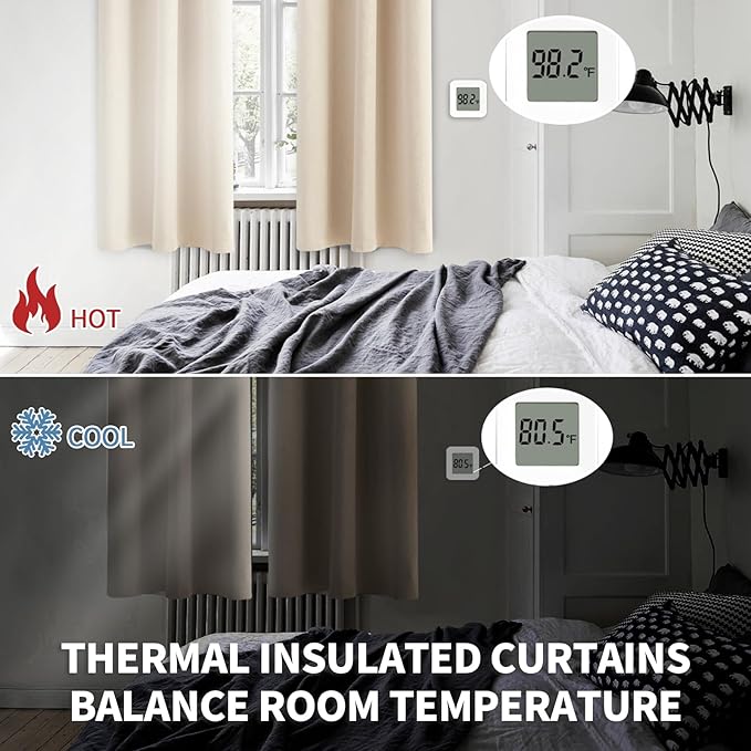 BGment Champagne Blackout Curtains for Bedroom 84 Inches Long - Thermal Insulated Room Darkening Curtain for Living Room, 42 x 84 Inch, 2 Panels