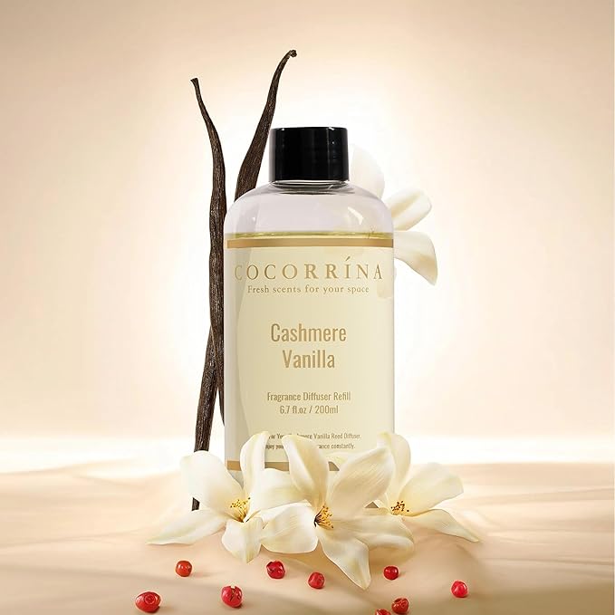 Reed Diffuser Refill - Cashmere Vanilla 6.7 Fl.oz Reed Diffuser Refill with 8 Sticks