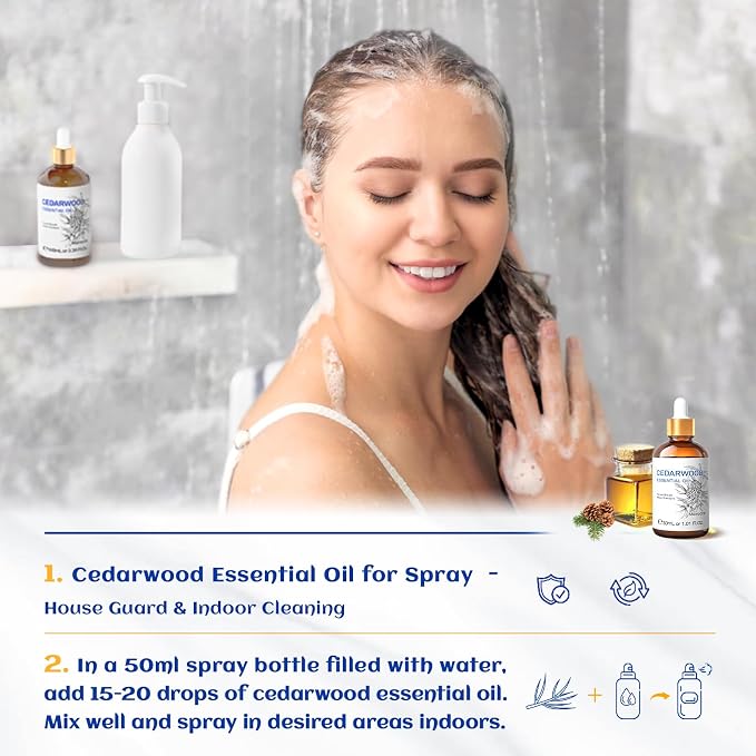 HIQILI Cedarwood Essential Oil for Hair, Skin & Diffuser | Ideal for daily aromatherapy use – 30mL / 1.01 fl.oz