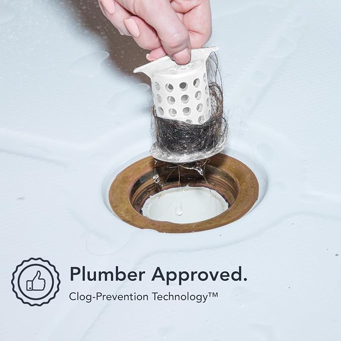 ShowerShroom the Revolutionary 2" Stand-Up Shower Stall Drain Protector Hair Catcher/Strainer, White