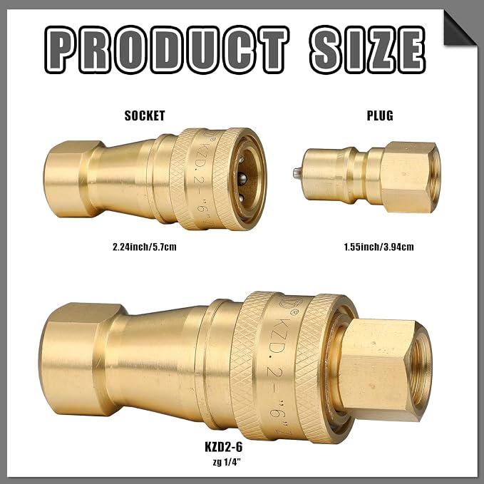 Vinsot 2 Set 1/4" Quick Disconnect Coupler Valve for Carpet Cleaning Wand Truck Mount Carpet Cleaning Wand Valve
